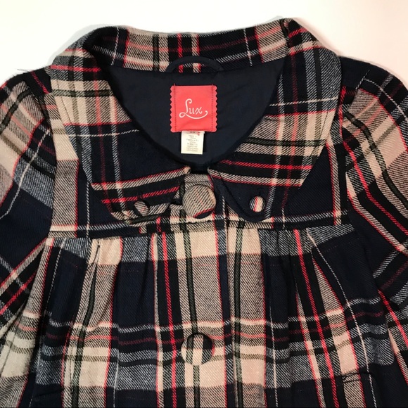 Lux Plaid Flannel Babydoll Style Shrug Jacket XS - Picture 2 of 8